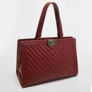 Pre-owned Leather totes Chanel Vintage , Red , Dames