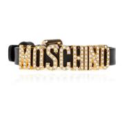 Leren armband met logo Moschino , Black , Dames