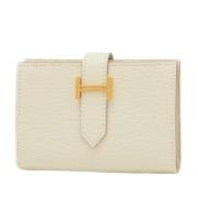 Pre-owned Leather wallets Hermès Vintage , White , Dames