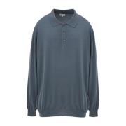 Lange Mouw Wol Zijde Polo Brioni , Gray , Heren