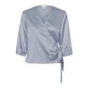 Elegante Wrap Blouse met 3/4 Mouwen Part Two , Gray , Dames