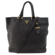 Pre-owned Leather handbags Prada Vintage , Black , Dames