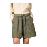 Groene Linnen Chino Bermuda Shorts Mason's , Green , Dames