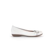 Witte/Zilveren Leren Ballerina Schoenen Gabor , White , Dames