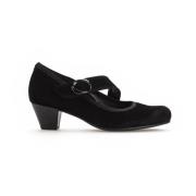 Zwarte Velvet Klassieke Trotteur Hakken Gabor , Black , Dames