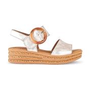 Gouden/Parel Leren Sandalen Gabor , Multicolor , Dames