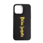 Zwart Goud Brandend Logo iPhone Hoesje Palm Angels , Black , Heren