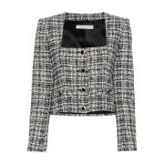 Vierkante Hals Tweed Jas Alessandra Rich , Gray , Dames