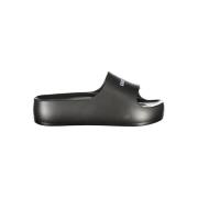 Zwarte Polyethyleen Plateau Slippers Carrera , Black , Dames