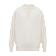 Lange Mouw Cashmere Polo Shirt Brioni , White , Heren