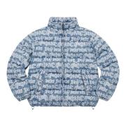 Blauwe Jacquard Denim Puffer Jack Beperkte Oplage Supreme , Blue , Her...