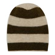 Groene Alpaca Wol Beanie Twee-Tint Strepen Gallo , Multicolor , Dames