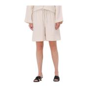 Slflena High Waist Shorts Selected Femme , Beige , Dames