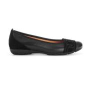 Zwarte leren en fluwelen ballerina's Gabor , Black , Dames