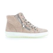 Beige Velvet High Top Sneakers Gabor , Beige , Dames