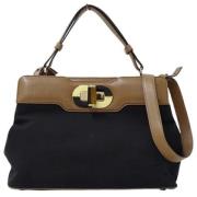 Pre-owned Canvas handbags Bvlgari Vintage , Black , Dames