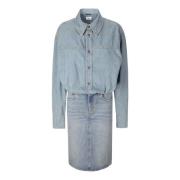 Denim Midi-jurk met kraag Haikure , Blue , Dames