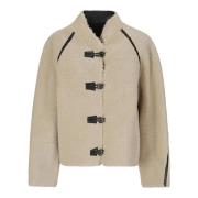 Shearling Coat met knoopsluiting LOW Classic , Beige , Dames