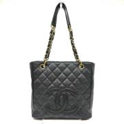 Pre-owned Leather totes Chanel Vintage , Black , Dames