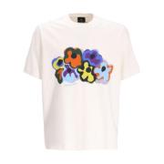 Wit Bedrukt Katoenen T-shirt PS By Paul Smith , White , Heren