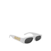 Rounded Lenses Acetaat Zonnebril Gucci , White , Dames