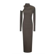 Gedraaide Maxi Lange Mouw Jurk Ottolinger , Brown , Dames