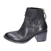 Vintage lederen enkellaarsjes Moma , Black , Dames