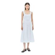 Vierkante Hals Poplin Midi Jurk Ganni , White , Dames