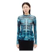 Mesh Top Fashion Fiction Collection Jean Paul Gaultier , Blue , Dames