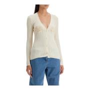 Gehaakte Inzet Cardigan met Acht Magda Butrym , Beige , Dames