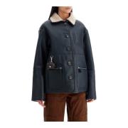 Reversible Shearling Jacket Saks Potts , Black , Dames