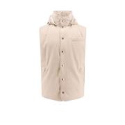 Gewatteerd mouwloos nylon jack met capuchon Brunello Cucinelli , Beige...