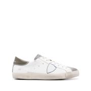 Sneakers met Distressed Effect en Suède Panelen Philippe Model , White...