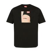 Zwarte T-shirts en Polos Diesel , Black , Heren