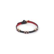 Zwart Leren V Logo Armband Valentino Garavani , Black , Dames