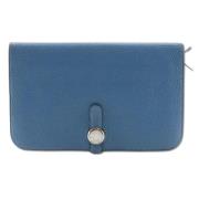 Pre-owned Leather wallets Hermès Vintage , Blue , Dames