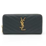 Pre-owned Leather wallets Yves Saint Laurent Vintage , Black , Dames