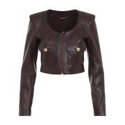 Bruin Leren Jas Chloé , Brown , Dames