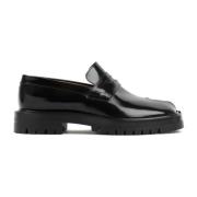 Zwarte Leren Tabi Loafer Schoenen Maison Margiela , Black , Heren