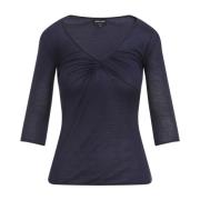 Luxe Blauwe Zijde Blend Sweater Giorgio Armani , Blue , Dames