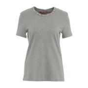 Grijze Strass Detail T-shirt Max Mara , Gray , Dames