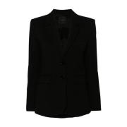 Zwart Jas met Revers Pinko , Black , Dames