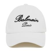 Ivory White Baseball Cap Balmain , White , Heren