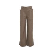 Beige Faux Leather Cargo Pants 8PM , Beige , Dames