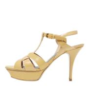 Pre-owned Leather sandals Yves Saint Laurent Vintage , Beige , Dames