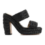 Zwarte Raffia Sandalen Bottega Veneta , Black , Dames