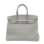 Pre-owned Leather handbags Hermès Vintage , Gray , Dames