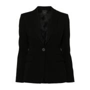 Zwarte Jas met Peak Revers Pinko , Black , Dames