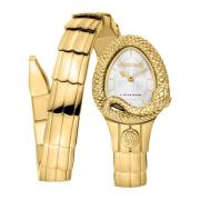 Logo Dial Steel Analog Quartz Watch Roberto Cavalli , Yellow , Dames