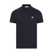 Navy Blue Cotton Polo Shirt Stone Island , Blue , Heren